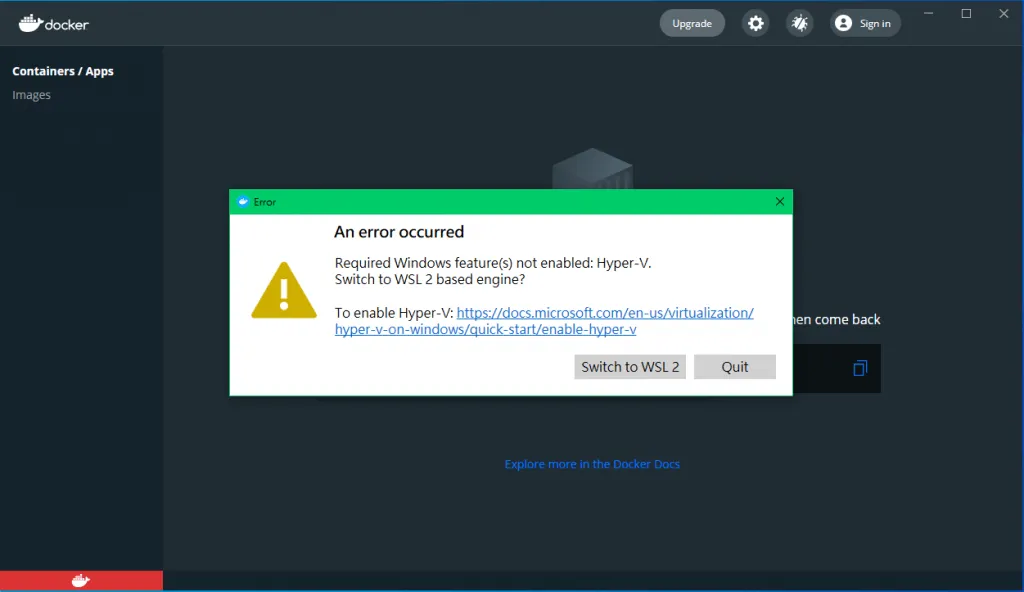 【Docker】問題解決：WSL 2 is not installed (Docker windows)