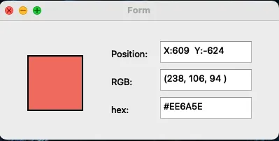 【PyQt5】Day 24 project / 偵測滑鼠目前指示顏色的小工具 (滴管工具), 利用 QCursor 偵測滑鼠, QApplication 取得截圖
