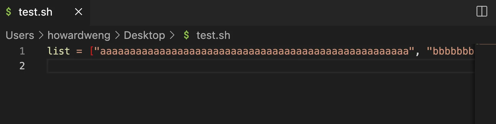 【VScode #1】VScode 自動換行 (顯示上的換行，非內容的換行) option + Z / alt + Z